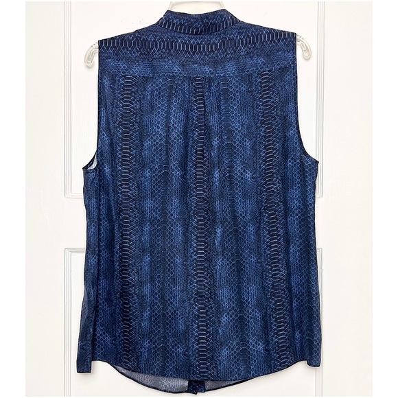 NWT FRAME Silk Snake Print High Neck Draped Cravat Collar Sleeveless Blouse XL - Picture 5 of 10